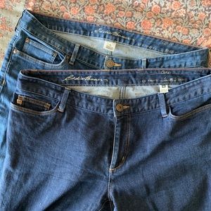 Lot of 2 Eddie Bauer Curvy Jeans 14L Long Tall
